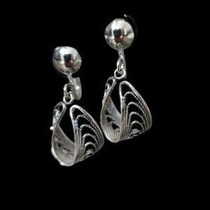 Beau 925 Sterling Silver Vintage Drop Dangle Screw Post Earrings